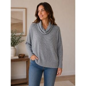 AXIS Cowl Neck Sweater Womens Large Grey Oversized Drop Shoulder  Oversized Cozy